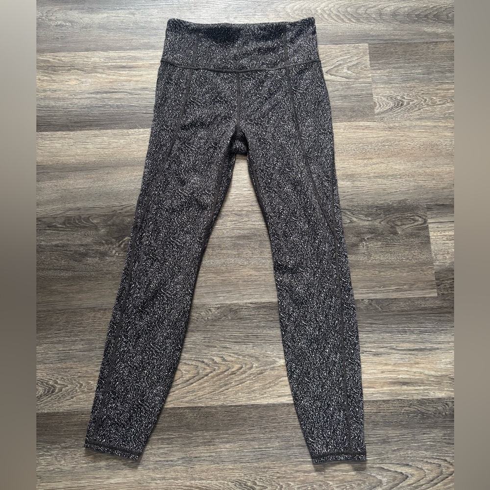 Athleta Black Leggings with White Speckles